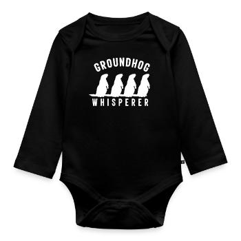 Marmot Rodent Groundhog Day Animals - Organic Longsleeve Baby Bodysuit - black - Front