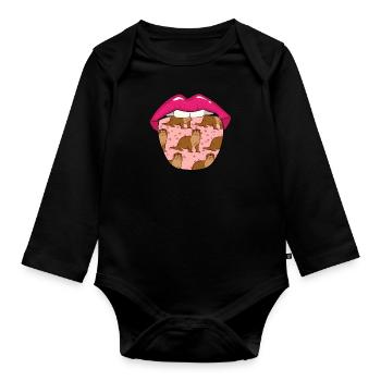 Otter tongue - Organic Longsleeve Baby Bodysuit - black - Front