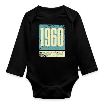 1960 Anniversaire de naissance Année de naissance - Body Bébé bio manches longues - noir - Devant