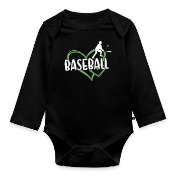 Sport Heart Baseball - Organic Longsleeve Baby Bodysuit - black - Front