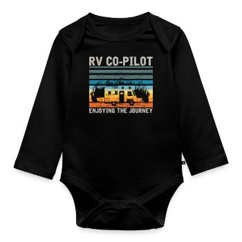Wohnmobilcamping, RV - Baby Bio-Langarm-Body - Schwarz - Vorne