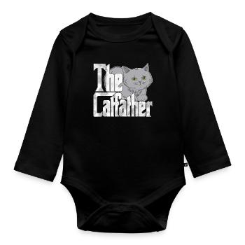 Cat Dad The Catfather Crazy Cat Father Kitty Daddy - Body Bébé bio manches longues - noir - Devant