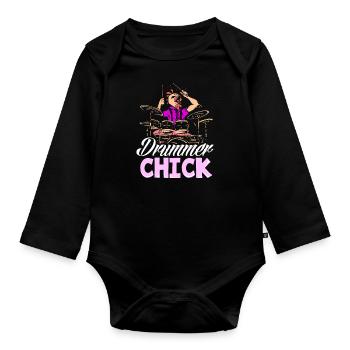 Drums Drummer Girl Gift - Body Bébé bio manches longues - noir - Devant