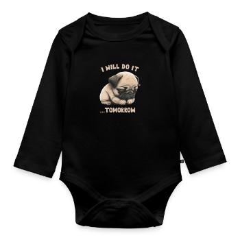 Je le ferai demain - Body Bébé bio manches longues - noir - Devant