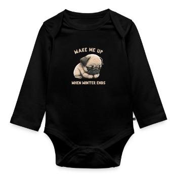 Wake Me Up When Winter Ends - Organic Longsleeve Baby Bodysuit - black - Front