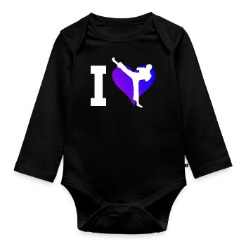 Boxing Kickboxer Kickboxing Women Boxing Kickboxing - Organic Longsleeve Baby Bodysuit - black - Front