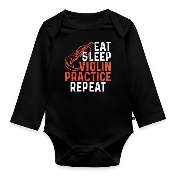 Violin Violinist Eat Sleep Violin - Baby Bio-Langarm-Body - Schwarz - Vorne
