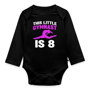 8 Jahre Alte Gymnast Athlet Geburtstags Kind - Baby Bio-Langarm-Body - Schwarz - Vorne