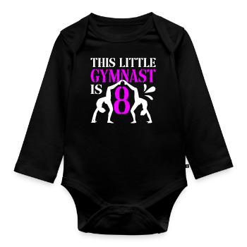 8 Jahre Alte Gymnast Athlet Geburtstags Kind - Baby Bio-Langarm-Body - Schwarz - Vorne