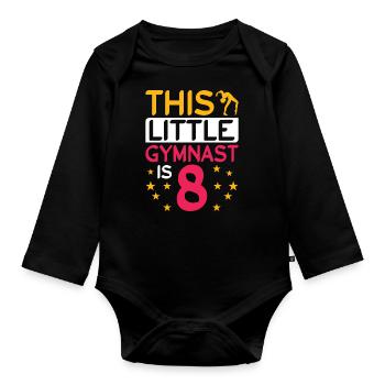 8 Jahre Alte Gymnast Athlet Geburtstags Kind - Baby Bio-Langarm-Body - Schwarz - Vorne