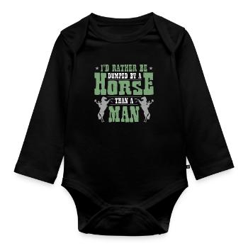 Bareback Riding I'd Rather Be Dumped By A Cowboy - Baby Bio-Langarm-Body - Schwarz - Vorne