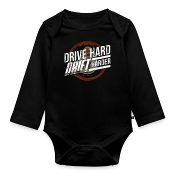 Driften, Autotyp, Autoliebhaber, Autotuning - Baby Bio-Langarm-Body - Schwarz - Vorne
