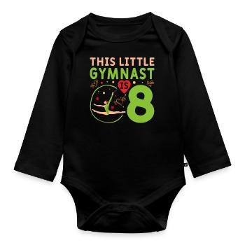 8 Jahre Alte Gymnast Athlet Geburtstags Kind - Baby Bio-Langarm-Body - Schwarz - Vorne