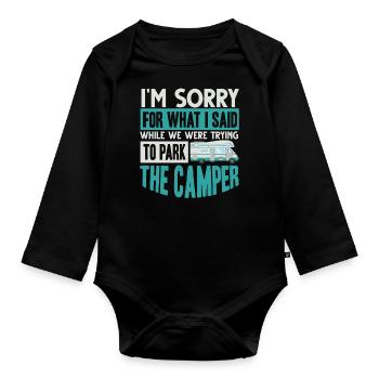 Wohnmobil, Wohnmobil, Wohnmobilcamping - Baby Bio-Langarm-Body - Schwarz - Vorne