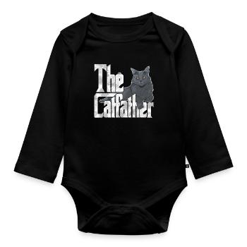 Cat Dad The Catfather Crazy Cat Father Kitty Daddy - Body Bébé bio manches longues - noir - Devant