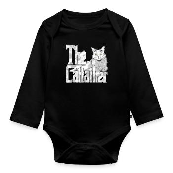 Cat Dad The Catfather Crazy Cat Father Kitty Daddy - Body Bébé bio manches longues - noir - Devant