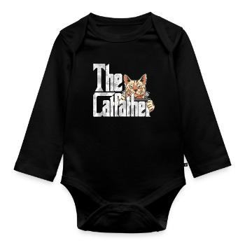 Cat Dad The Catfather Crazy Cat Father Kitty Daddy - Body Bébé bio manches longues - noir - Devant