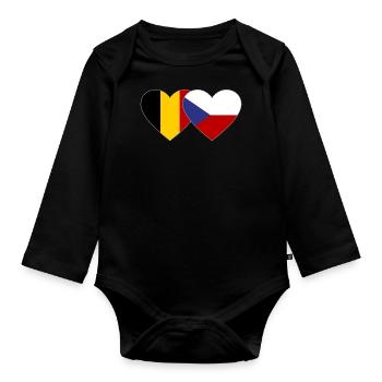 Belgique République tchèque Flag Heart - Body Bébé bio manches longues - noir - Devant