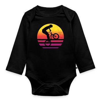 bmx boys cycling bmx bmx bicycle women - Organic Longsleeve Baby Bodysuit - black - Front