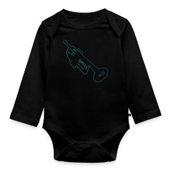 Men's Women Trumpeter Trumpet Jazz Tromp - Organic Longsleeve Baby Bodysuit - black - Front