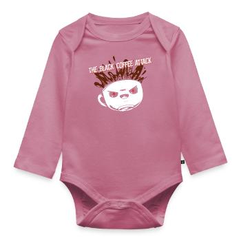 Kaffee schwarz Attacke - Lustiges Cafe - Baby Bio-Langarm-Body - Mauve - Vorne