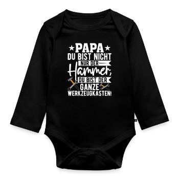 Papa Du Bist Nicht Nur Der Hammer Schild - Baby Bio-Langarm-Body - Schwarz - Vorne