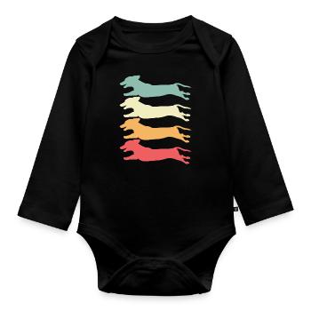 Teckel rétro - Body Bébé bio manches longues - noir - Devant