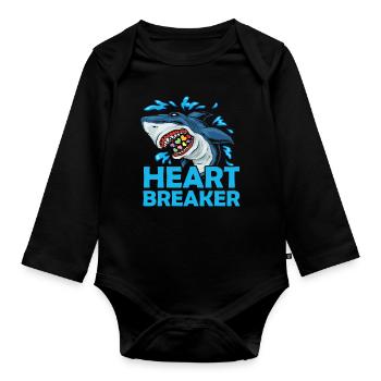 Herzensbrecher Hai Anti-valentinstag Solo-feier - Baby Bio-Langarm-Body - Schwarz - Vorne