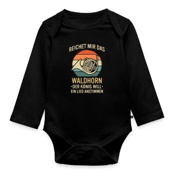 Waldhorn Waldhornspieler Waldhornist - Baby Bio-Langarm-Body - Schwarz - Vorne
