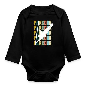 Lustiges Parkourläufer Freerunner Geschenk - Baby Bio-Langarm-Body - Schwarz - Vorne