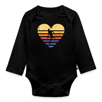Sports Retro Sunset Heart Basketball - Organic Longsleeve Baby Bodysuit - black - Front