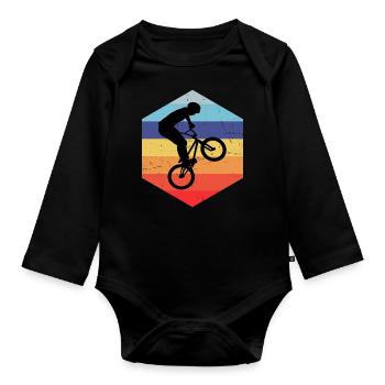 bmx bmx jungen Damen Herren Radfahren bmx fahrrad - Baby Bio-Langarm-Body - Schwarz - Vorne