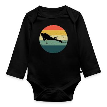 Damen Taucher Free Dive Tauchen Herren - Baby Bio-Langarm-Body - Schwarz - Vorne