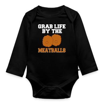 Boulettes de viande Italien Humour Italie - Body Bébé bio manches longues - noir - Devant