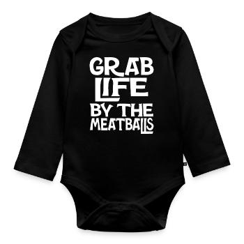 Boulettes de viande Italien Humour Italie - Body Bébé bio manches longues - noir - Devant