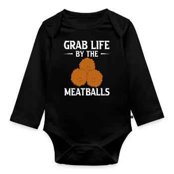 Boulettes de viande Italien Humour Italie - Body Bébé bio manches longues - noir - Devant