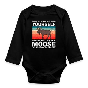 Funny Elk Deer Clothing - Organic Longsleeve Baby Bodysuit - black - Front