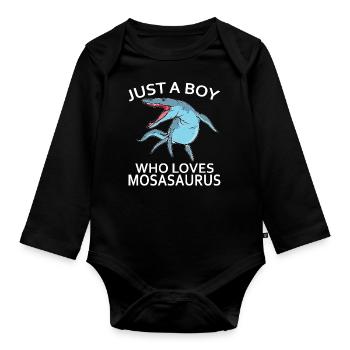 Meeresbiologe Mosasaurus Uhrzeit Dinosaurier - Baby Bio-Langarm-Body - Schwarz - Vorne