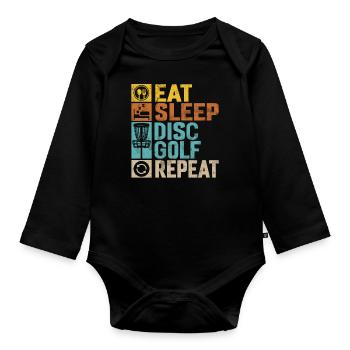 Funny Disc Golf & Ultimate Frisbee Player - Organic Longsleeve Baby Bodysuit - black - Front