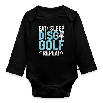 Lustiges Disc Golf & Ultimate Frisbee Spieler - Baby Bio-Langarm-Body - Schwarz - Vorne