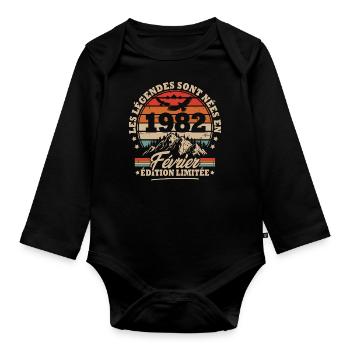 Cadeau D'anniversaire Nées En Février 1982 - Body Bébé bio manches longues - noir - Devant