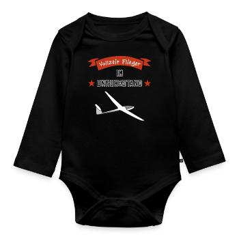vollzeit flieger im unruhestand - Baby Bio-Langarm-Body - Schwarz - Vorne