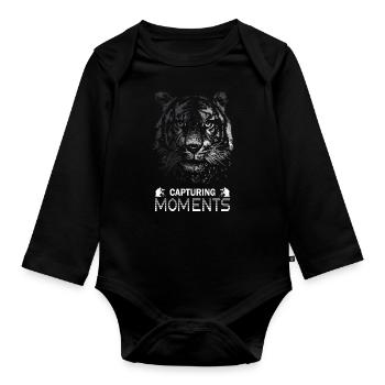 Wildlife Photography Tiger Capturing Moments - Organic Longsleeve Baby Bodysuit - black - Front