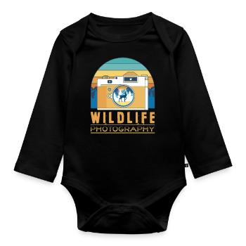 Wildlife Photography Animals Photographer Retro - Organic Longsleeve Baby Bodysuit - black - Front