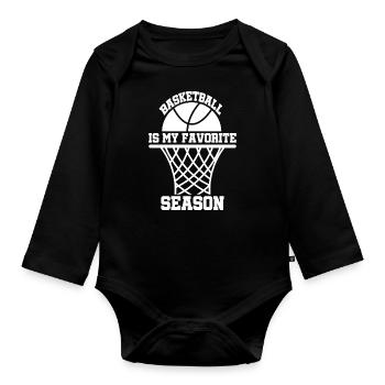 Basketballer Basketball Slamdunk BBall Korbleger - Baby Bio-Langarm-Body - Schwarz - Vorne