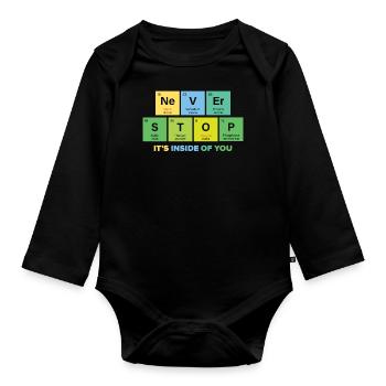 Chimiste Chimiste Etudes de chimie Professeur React - Body Bébé bio manches longues - noir - Devant