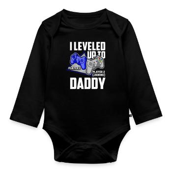 Ascended to Papa Gamer Gaming Father's Day - Organic Longsleeve Baby Bodysuit - black - Front