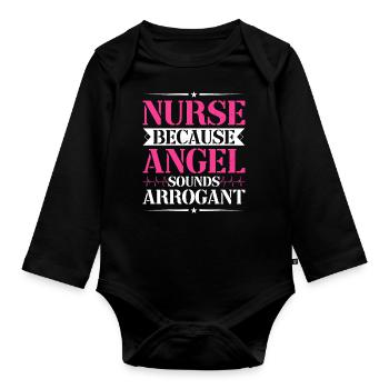 Infirmière Outfit Infirmière - Body Bébé bio manches longues - noir - Devant