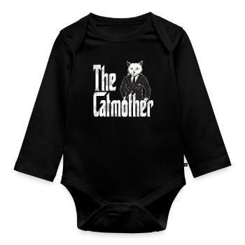 Chat Maman La Catmère Chat Folle Chat Mère Kitty Maman - Body Bébé bio manches longues - noir - Devant