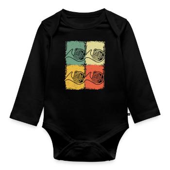Français corniste Français corniste Français corniste - Body Bébé bio manches longues - noir - Devant